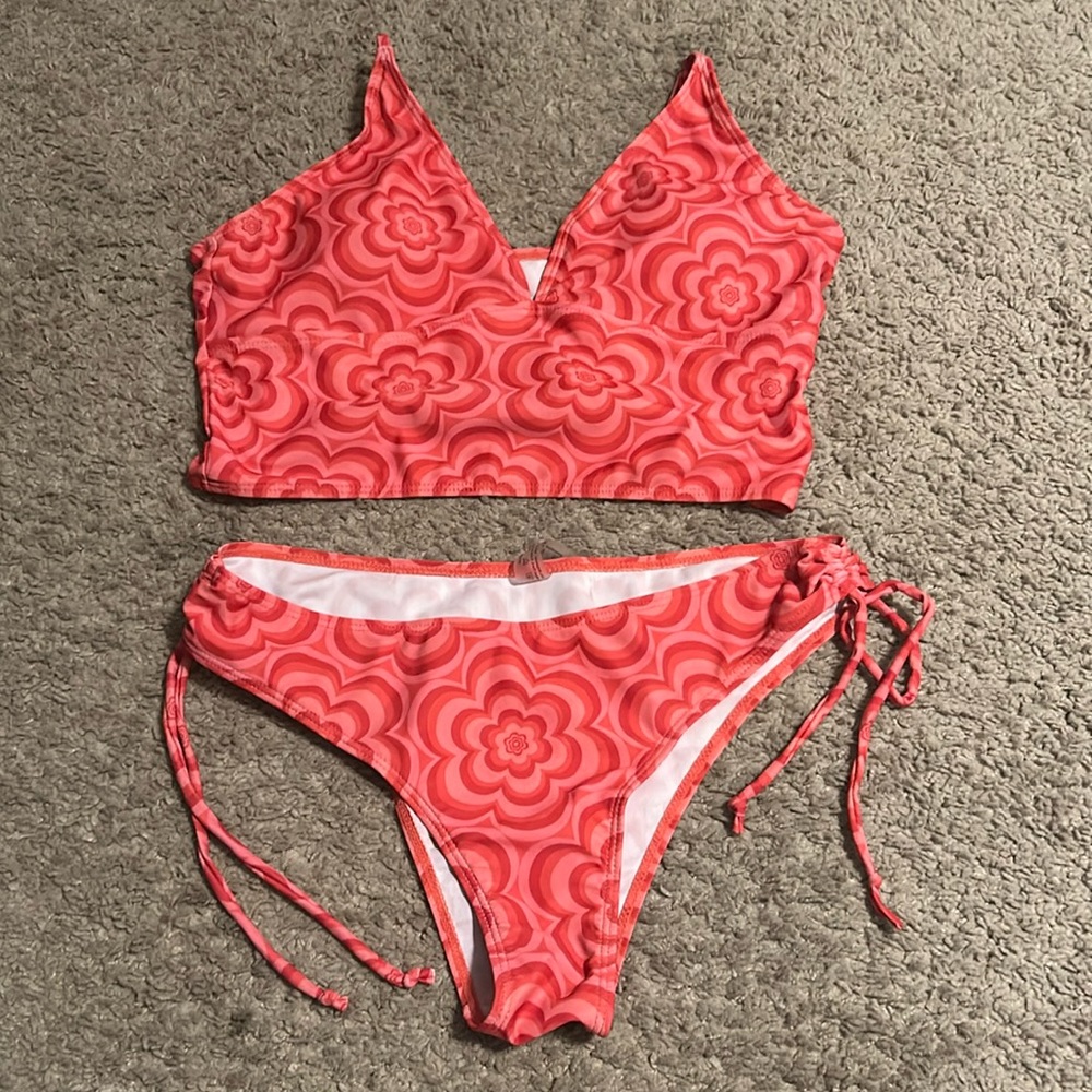 Red flower print swim suit from shein